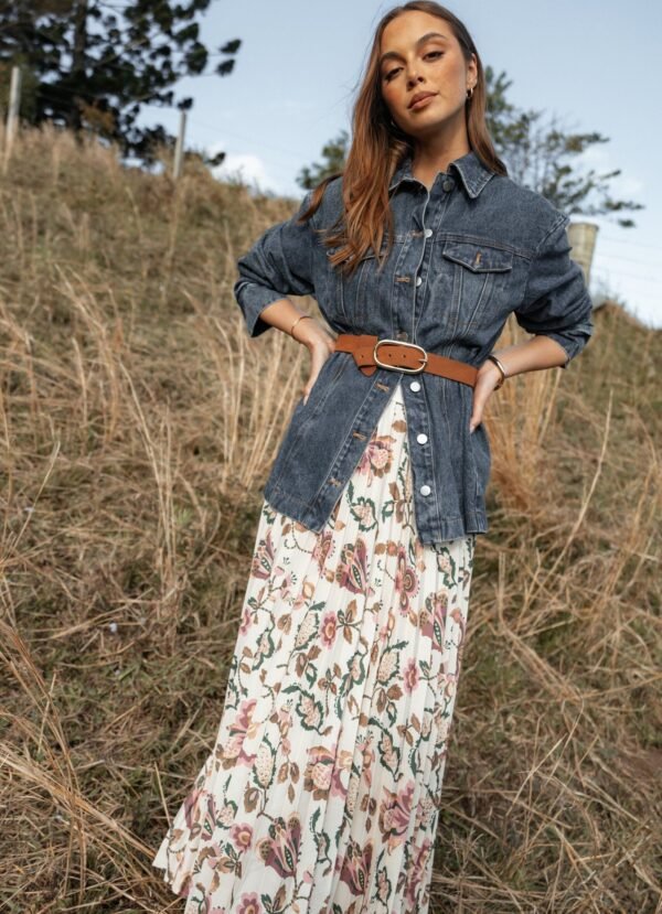 Pleated Midi Skirt - Paisley Floral - Image 2