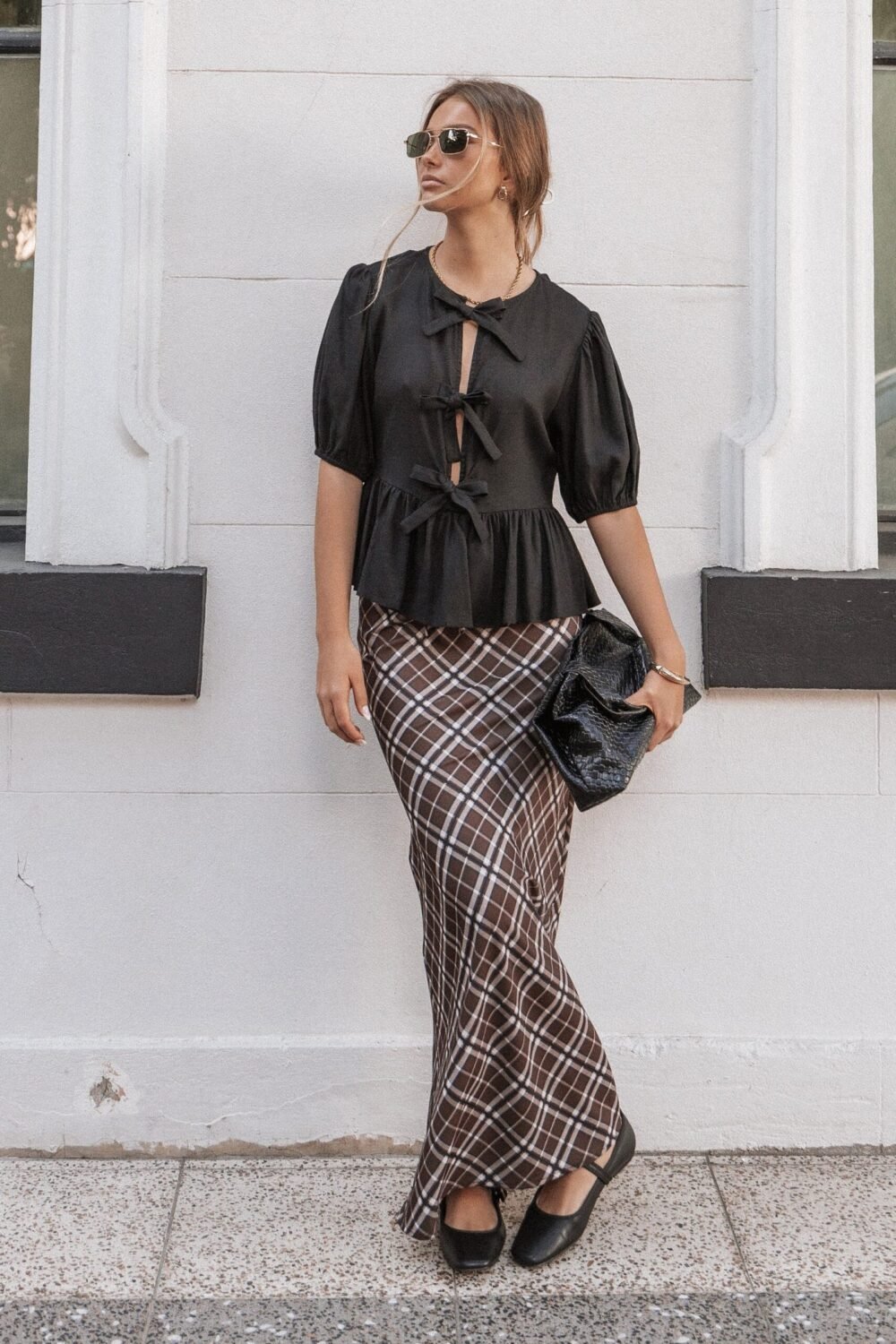 Midi Skirt - Brown Check