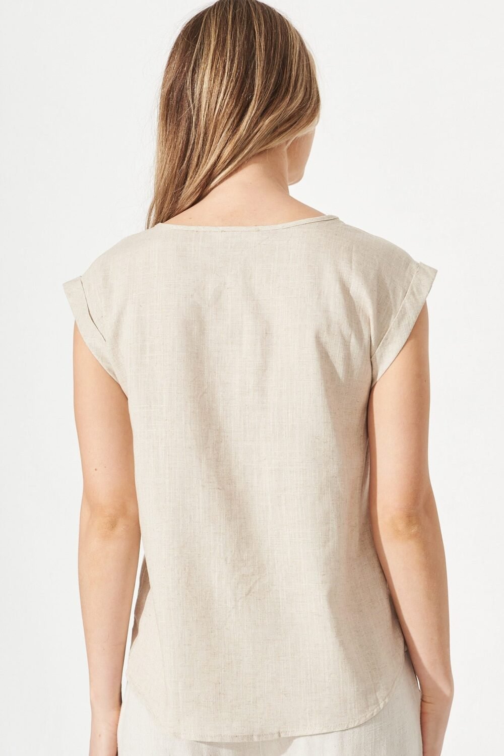 Top In Oatmeal Linen Blend - Image 5