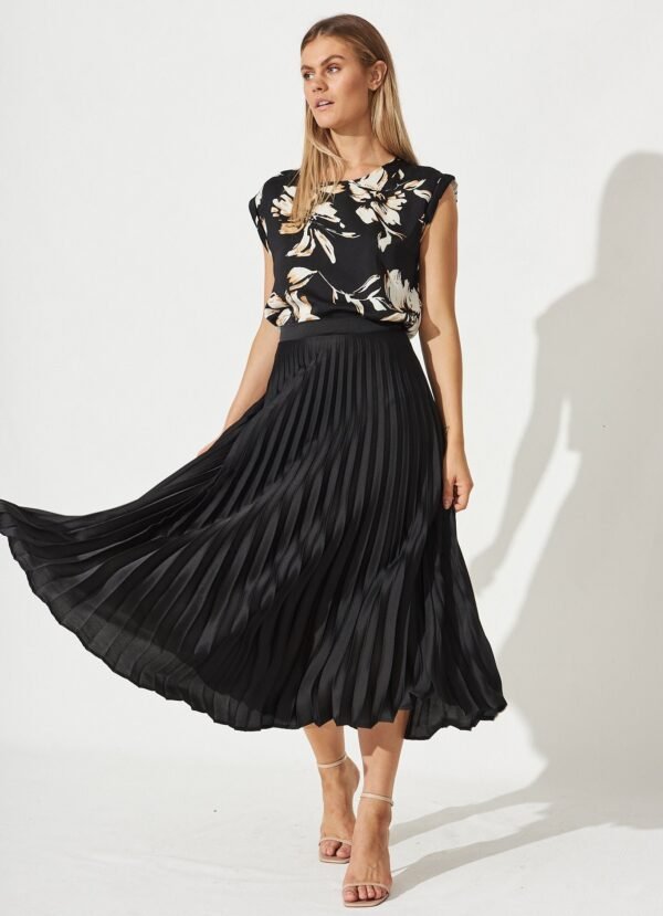 Top In Black With Beige Print - Image 4