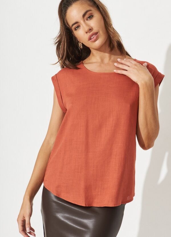 Top In Rust Linen Blend - Image 9