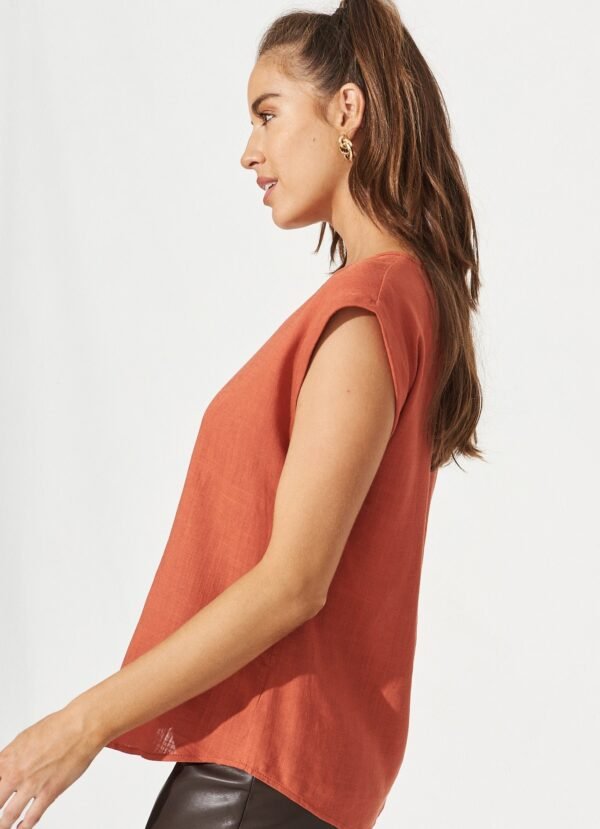 Top In Rust Linen Blend - Image 4