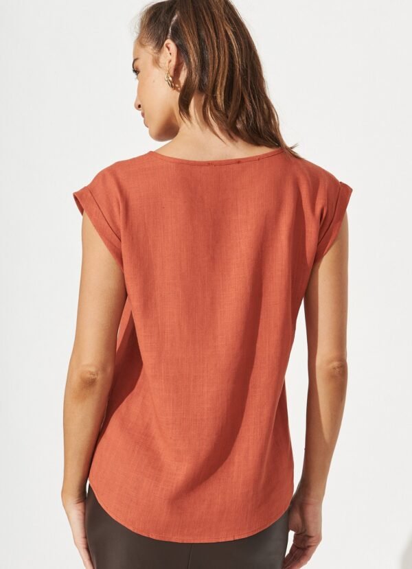 Top In Rust Linen Blend - Image 5