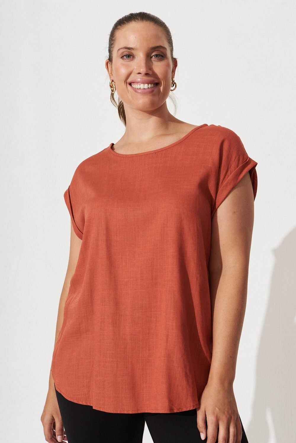 Top In Rust Linen Blend - Image 2