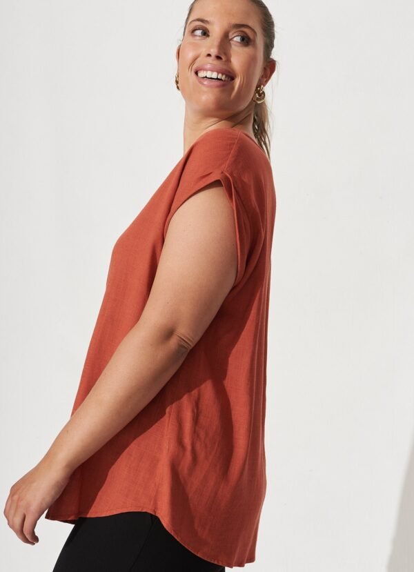 Top In Rust Linen Blend - Image 7