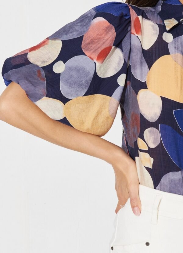 Shirt In Navy With Multi Print - Image 6