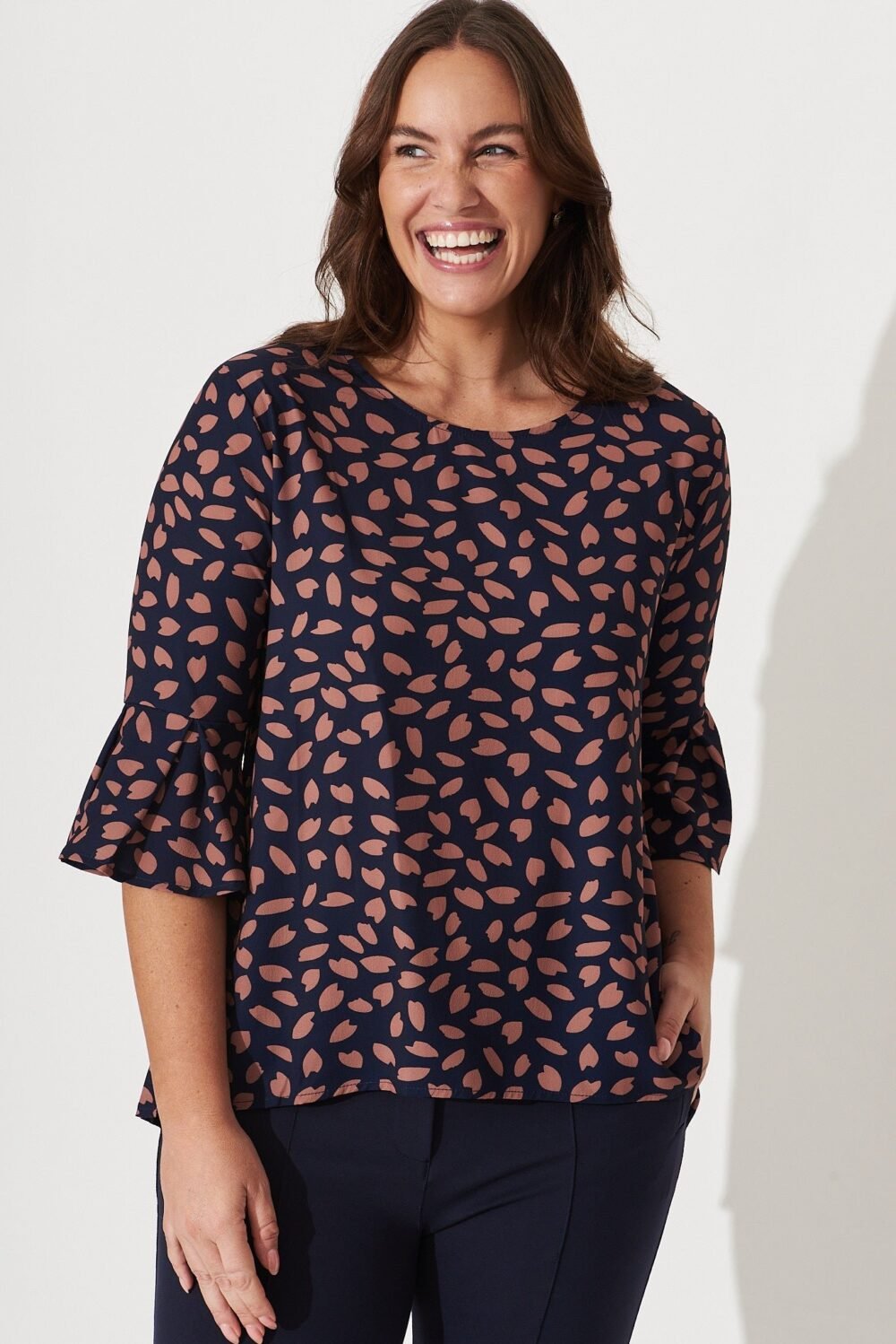 Top in Navy with Rust Leaf - Image 2