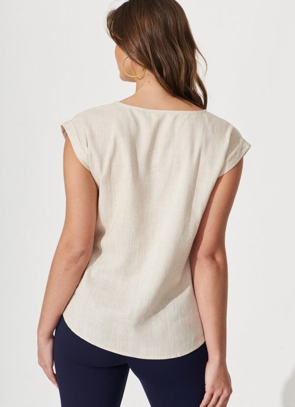 Top In Oatmeal Linen Blend - Image 5