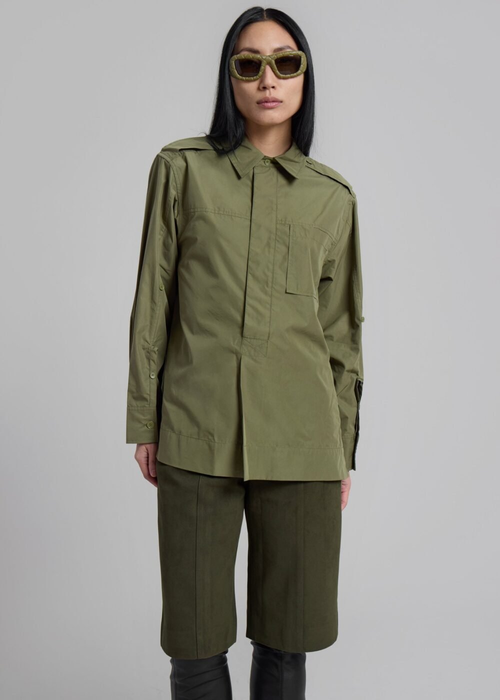 Classic Relaxed Shirt - Olive - Image 3