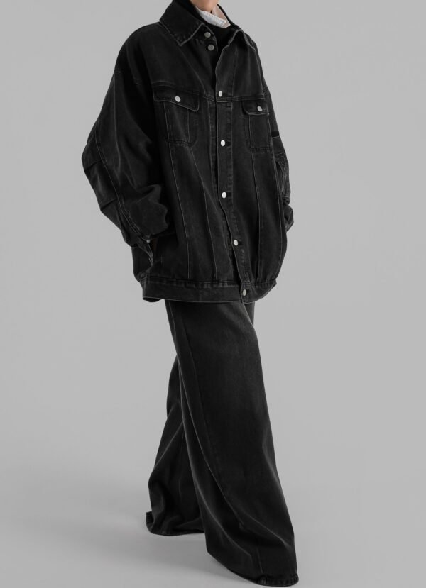 Wide Leg Jeans - Black Wash - Image 4