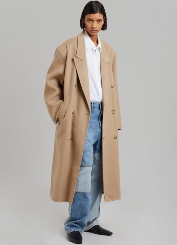 Padded Shoulder Coat - Camel - Image 3