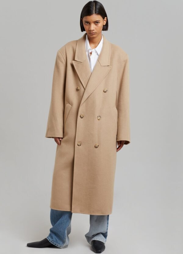 Padded Shoulder Coat - Camel - Image 7