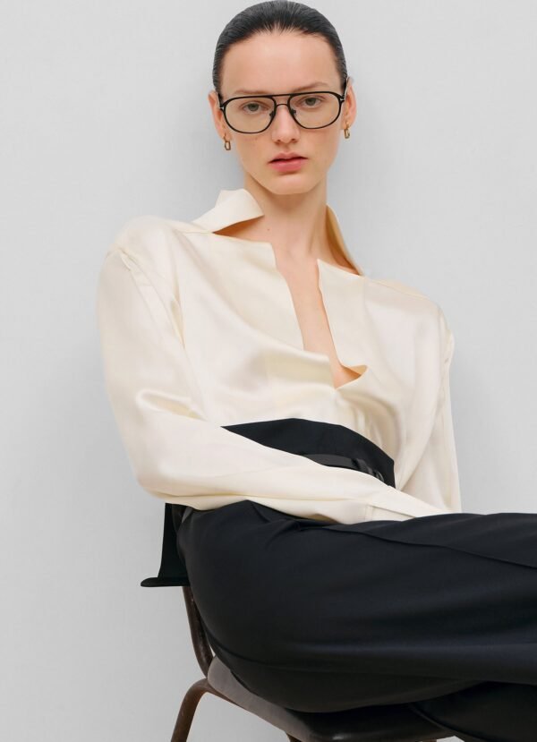 Stand-Collar Blouse - Vanilla - Image 4