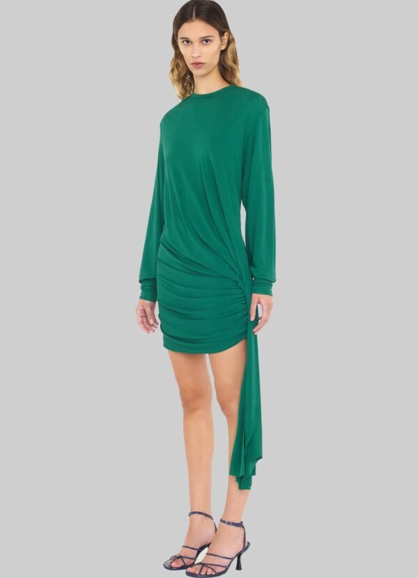 Esber Side Cowl Drape Extension Dress - Evergreen - Image 4