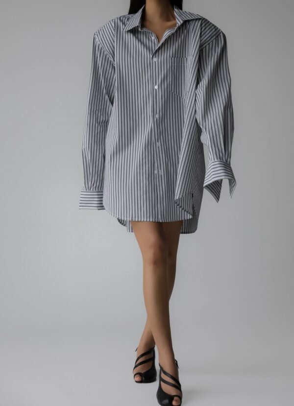 Button Up Shirt - Black/White Stripe - Image 8