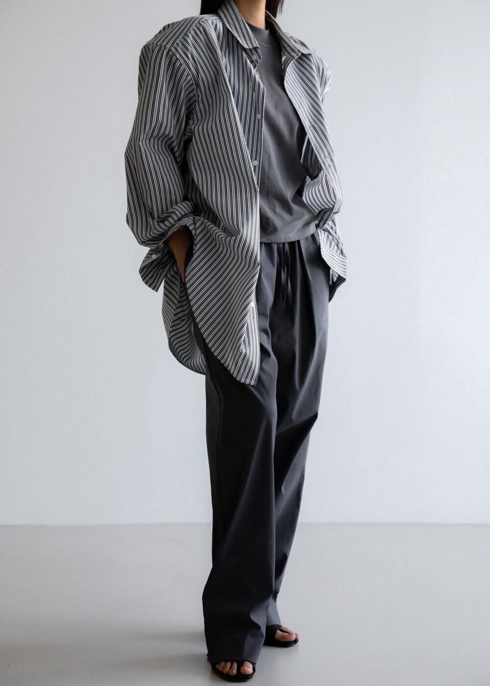 Button Up Shirt - Black/White Stripe - Image 13