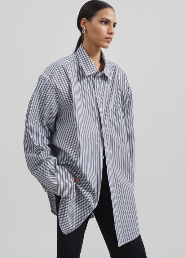 Button Up Shirt - Black/White Stripe - Image 11