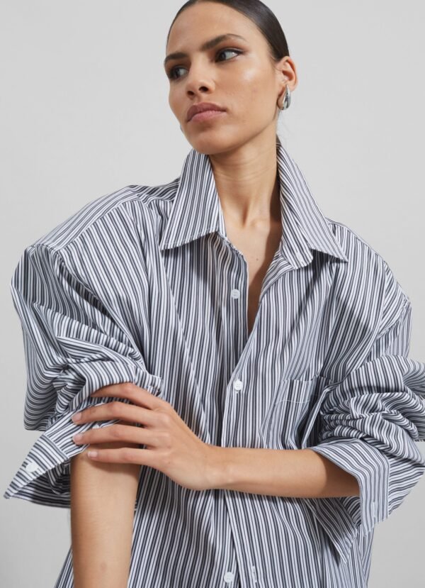 Button Up Shirt - Black/White Stripe - Image 5