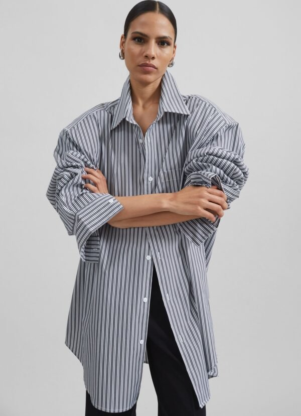 Button Up Shirt - Black/White Stripe - Image 2