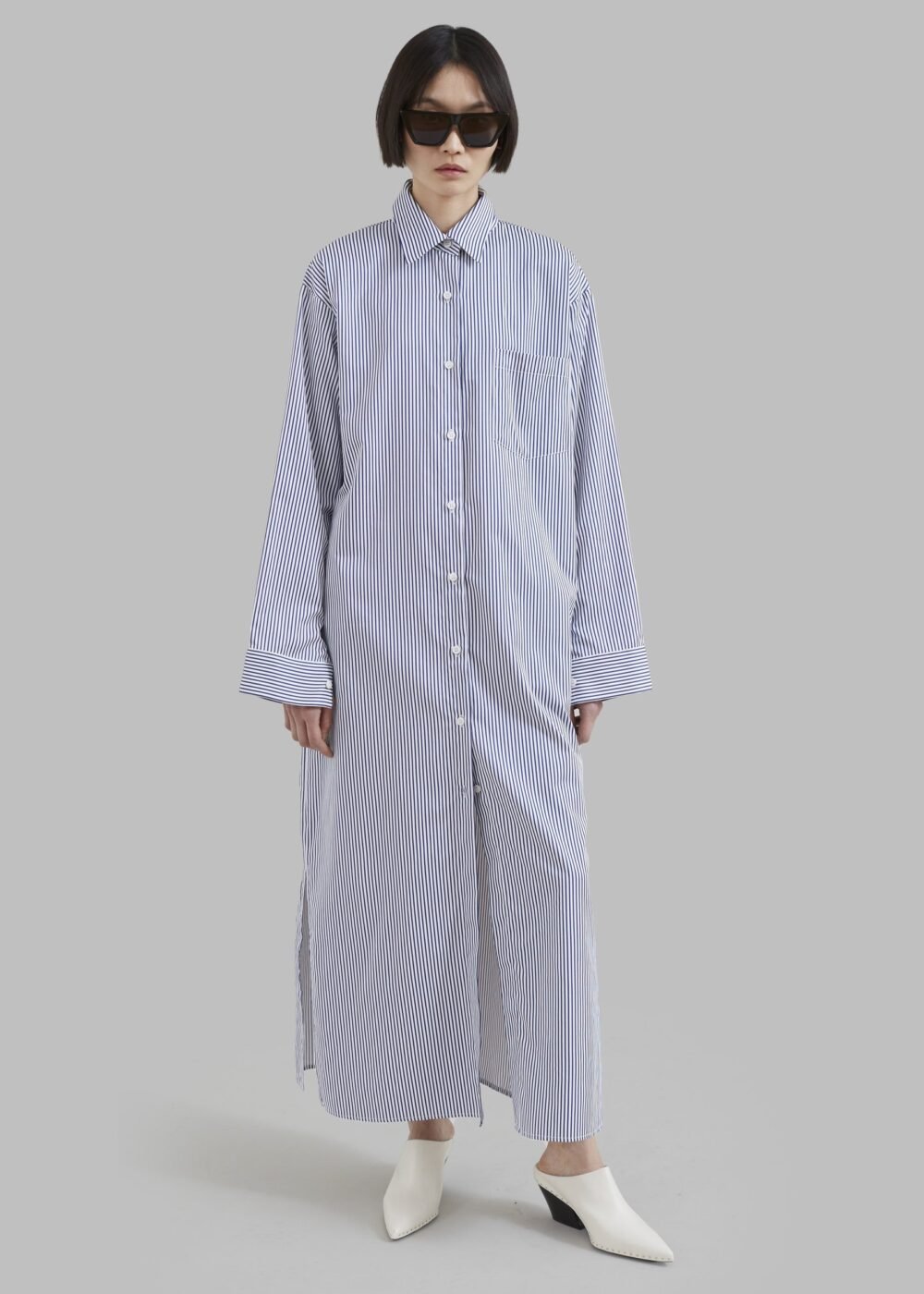 Shirt Dress - Navy Stripe - Image 4