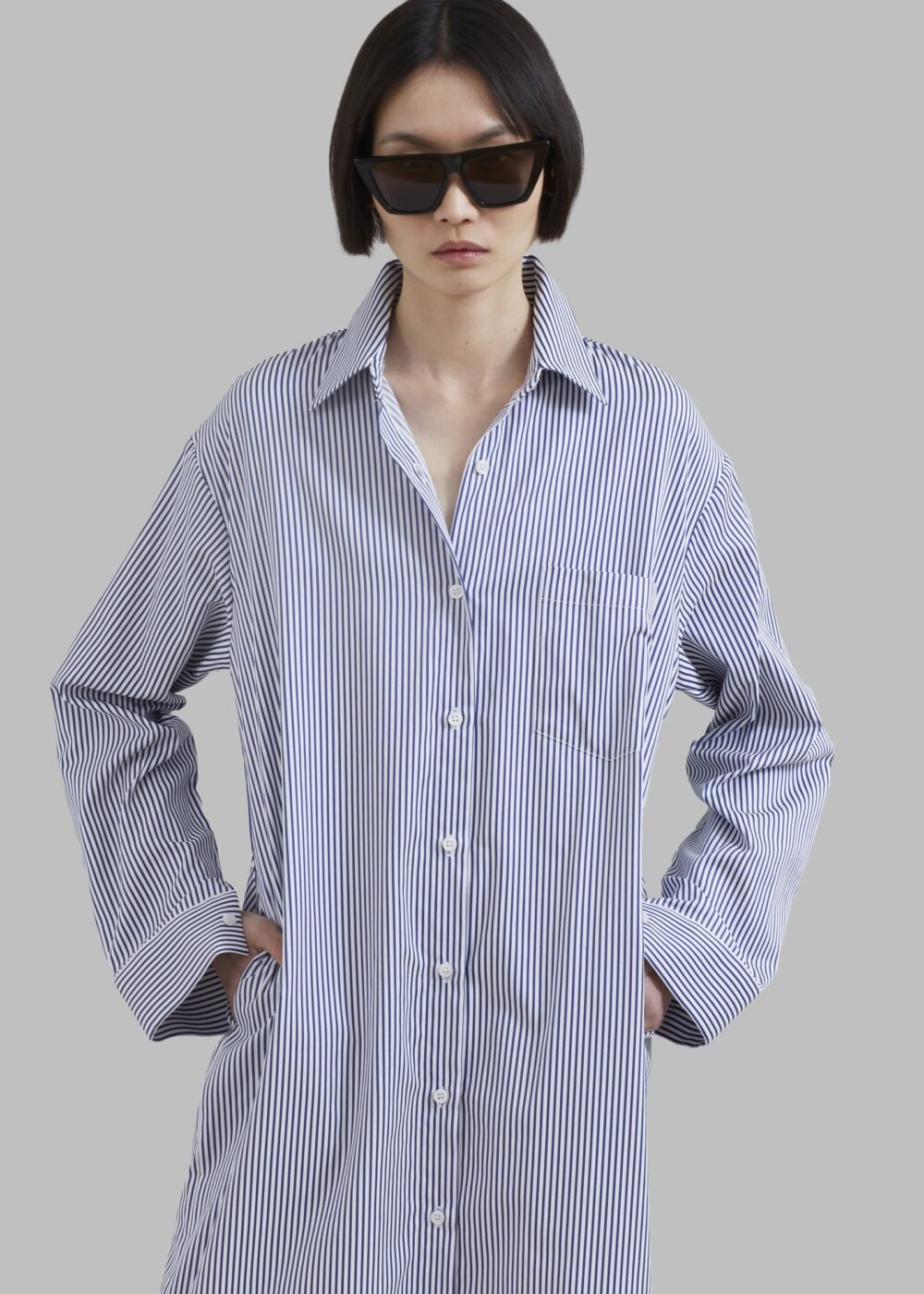 Shirt Dress - Navy Stripe - Image 7