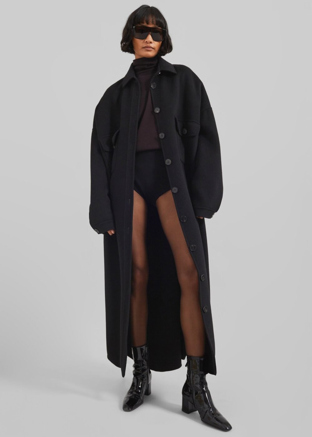 Wool Overcoat - Black - Image 8