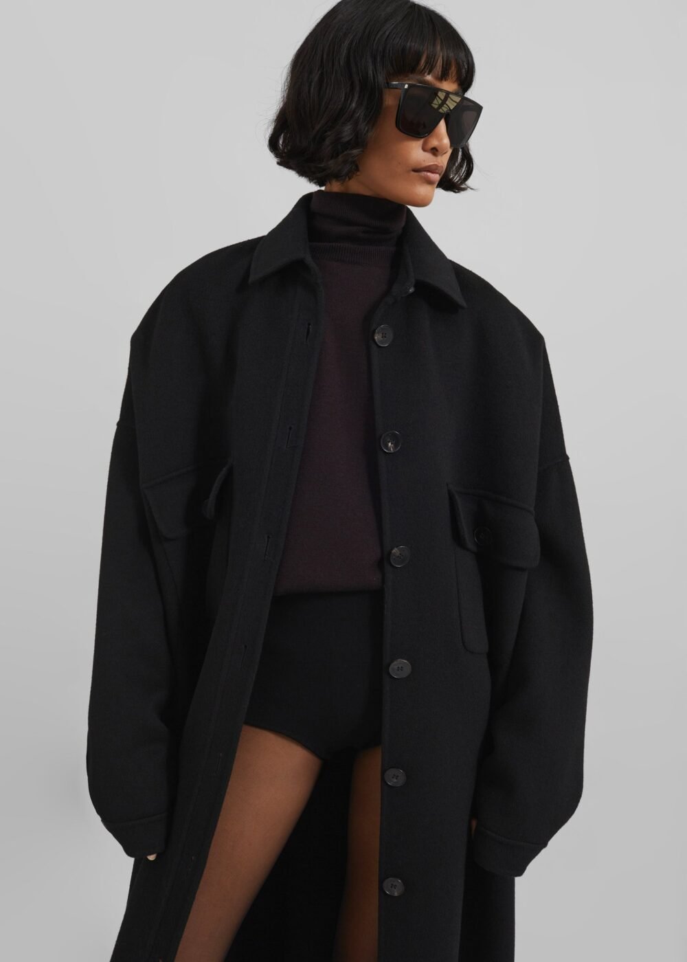 Wool Overcoat - Black - Image 3