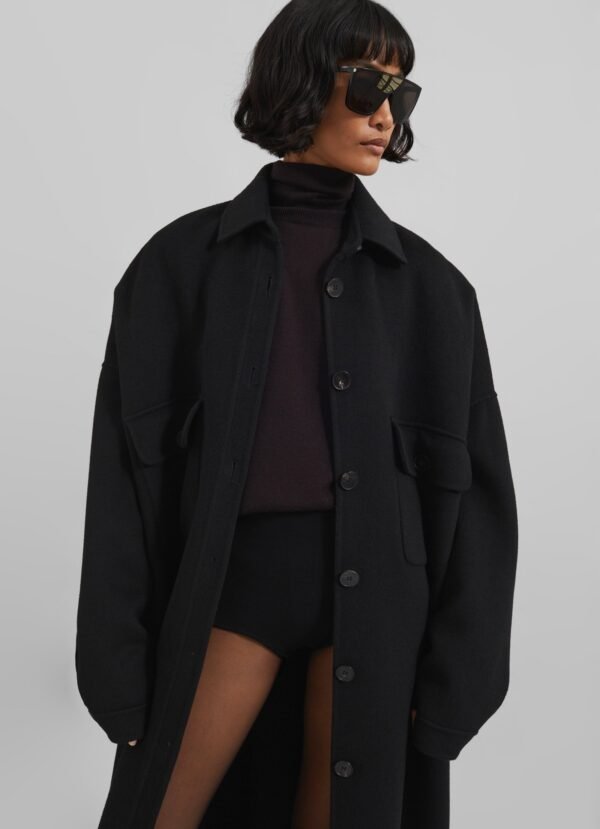 Wool Overcoat - Black - Image 3