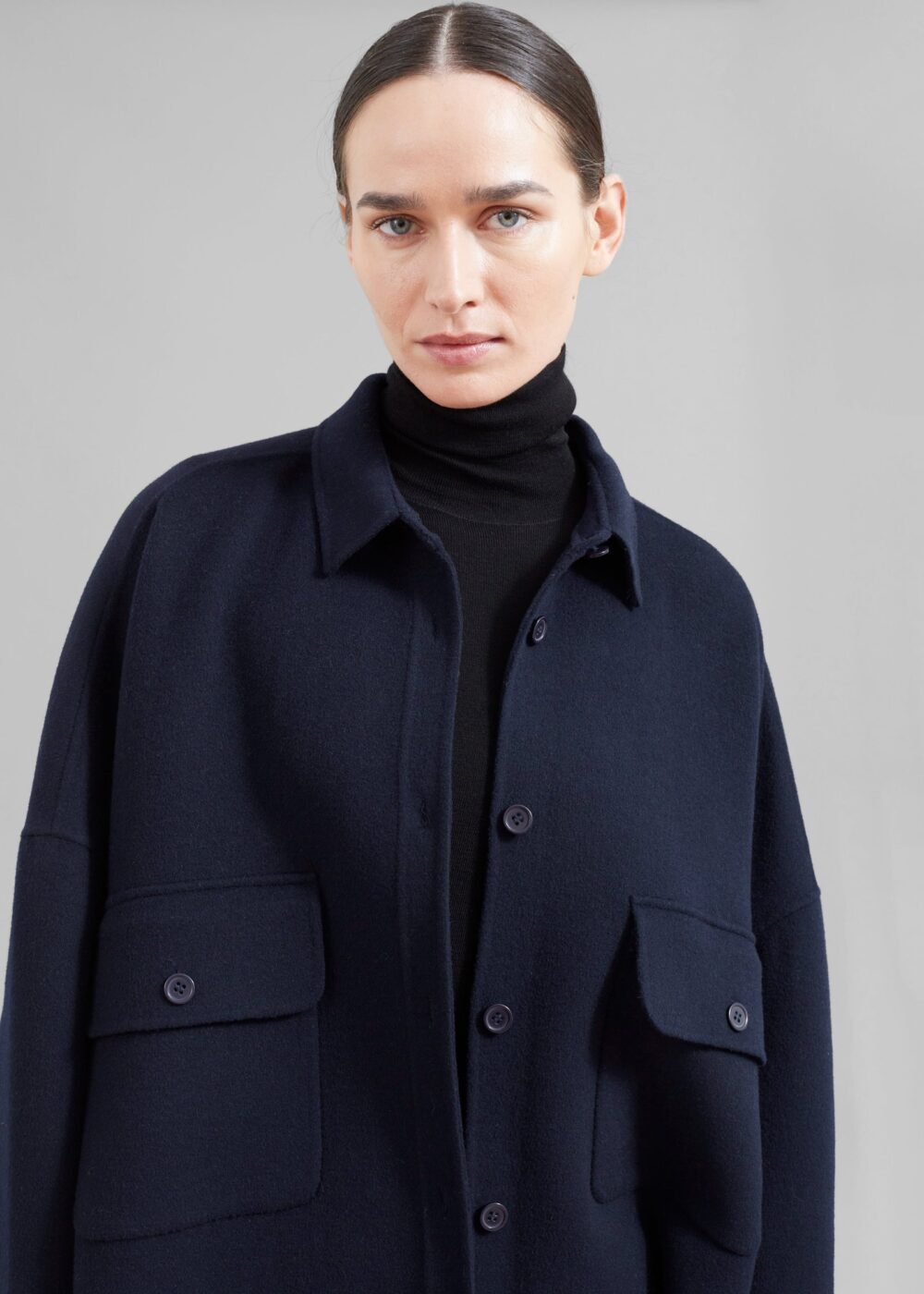 Wool Overshirt - Navy - Image 7