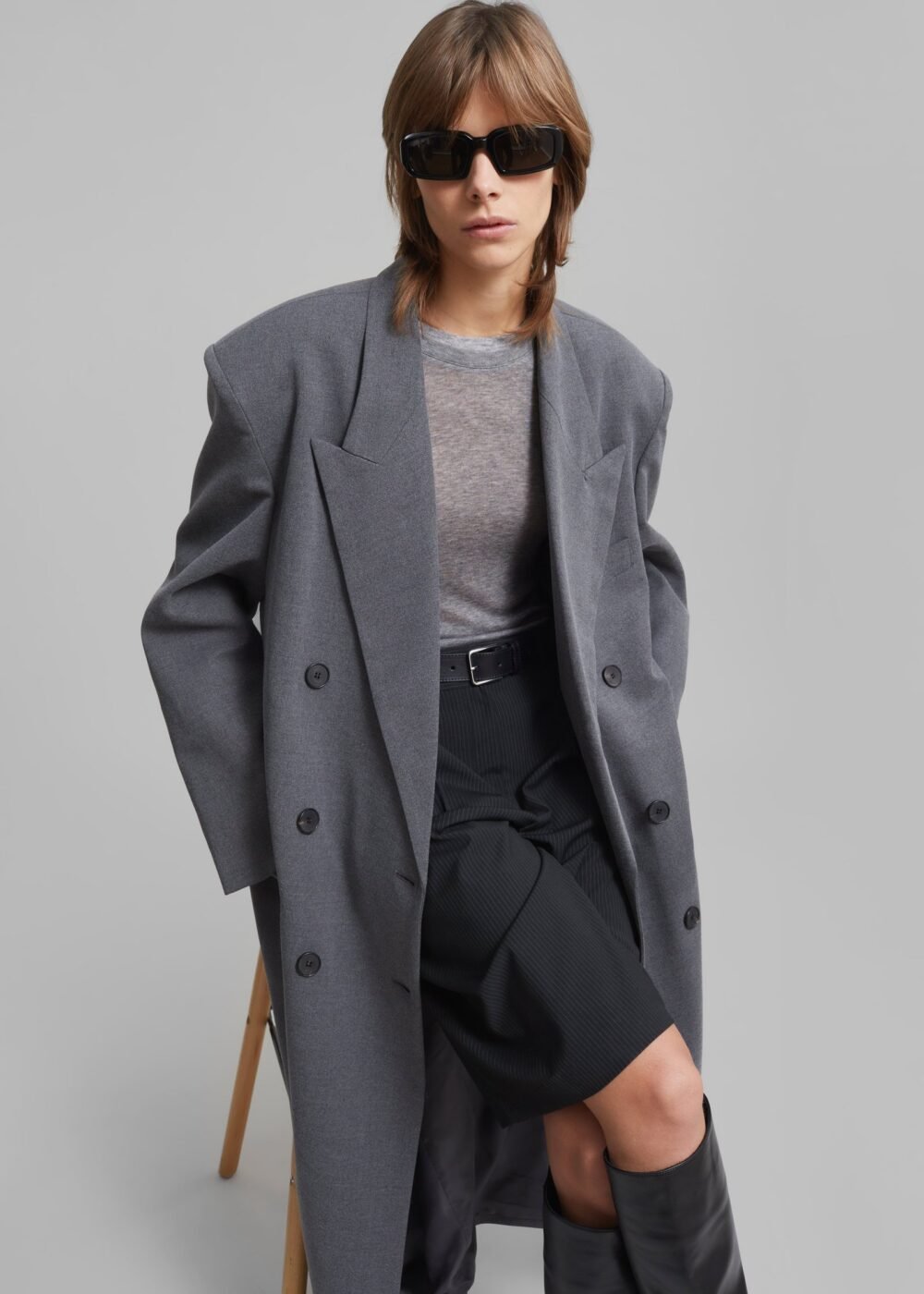 Delphina Long Coat - Grey - Image 5