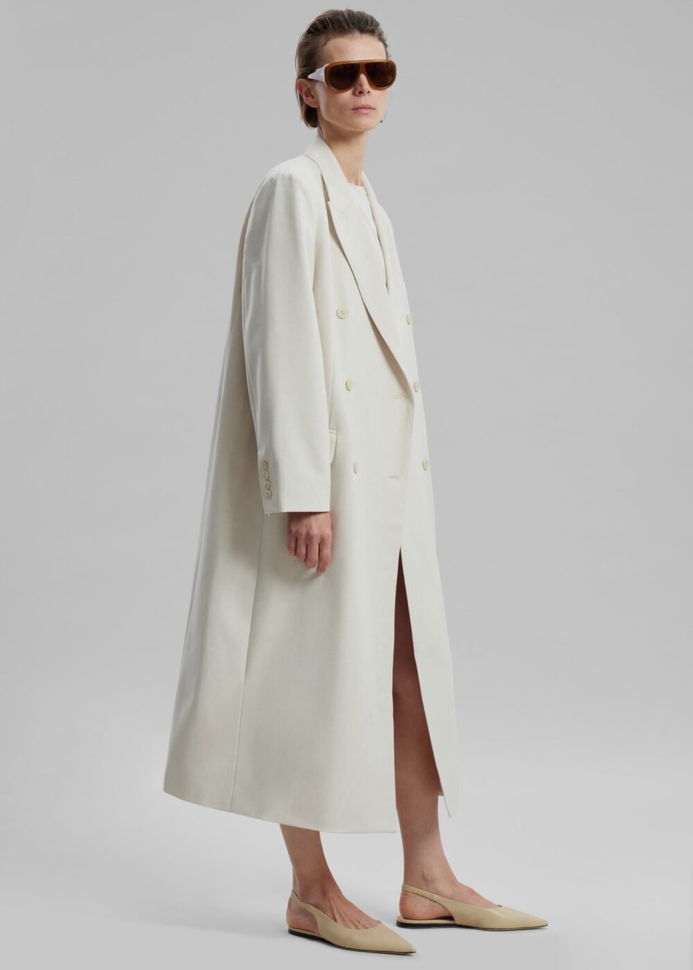 Double Breasted Coat - Beige - Image 5