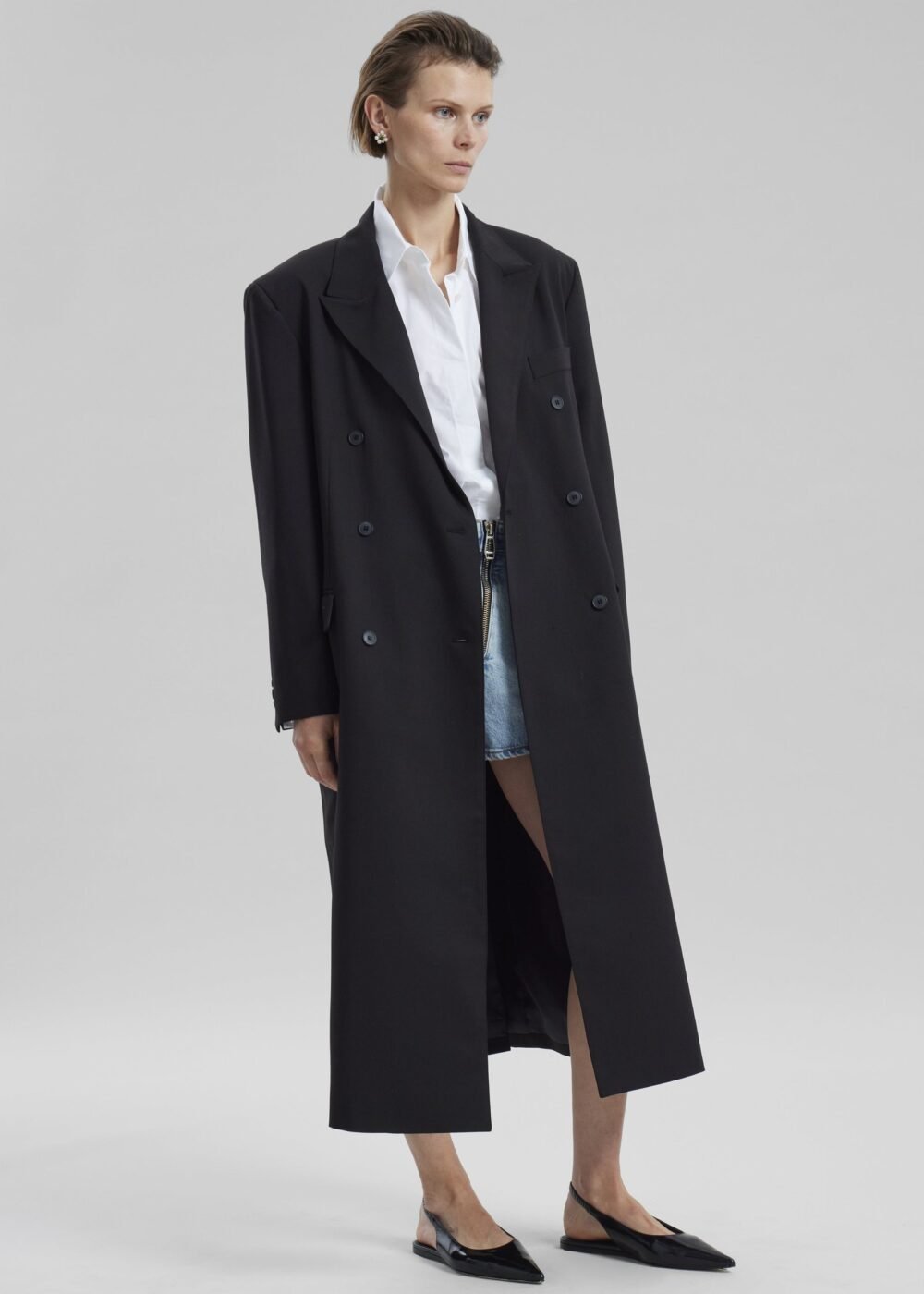 Double Breasted Coat - Black - Image 5