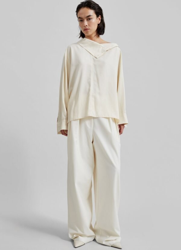 Asymmetric Blouse - Beige - Image 6