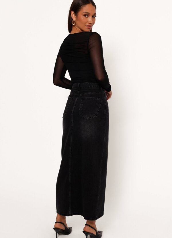 Denim Midi Skirt - Black Wash - Image 4