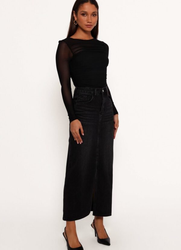Denim Midi Skirt - Black Wash - Image 5