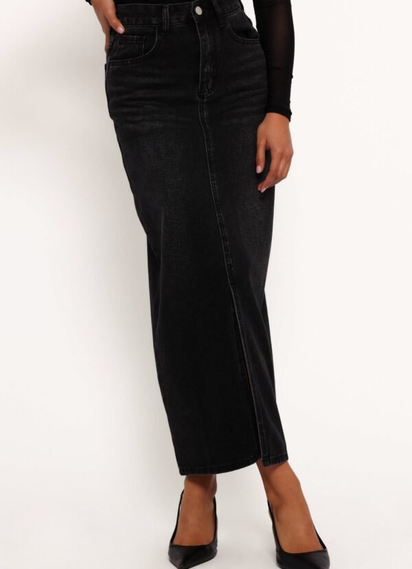 Denim Midi Skirt - Black Wash - Image 2