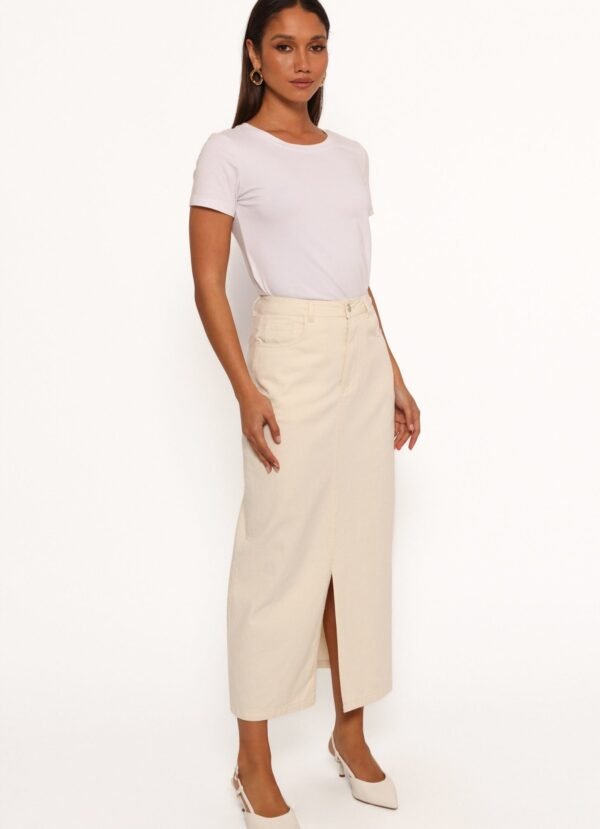 Corduroy Midi Skirt - Cream - Image 5