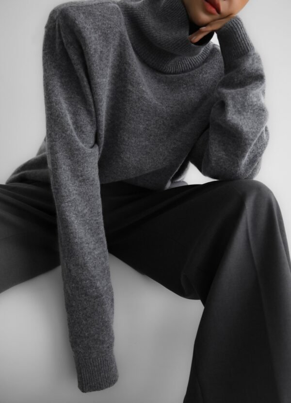 Mini Padded Sweater Dress - Grey - Image 7