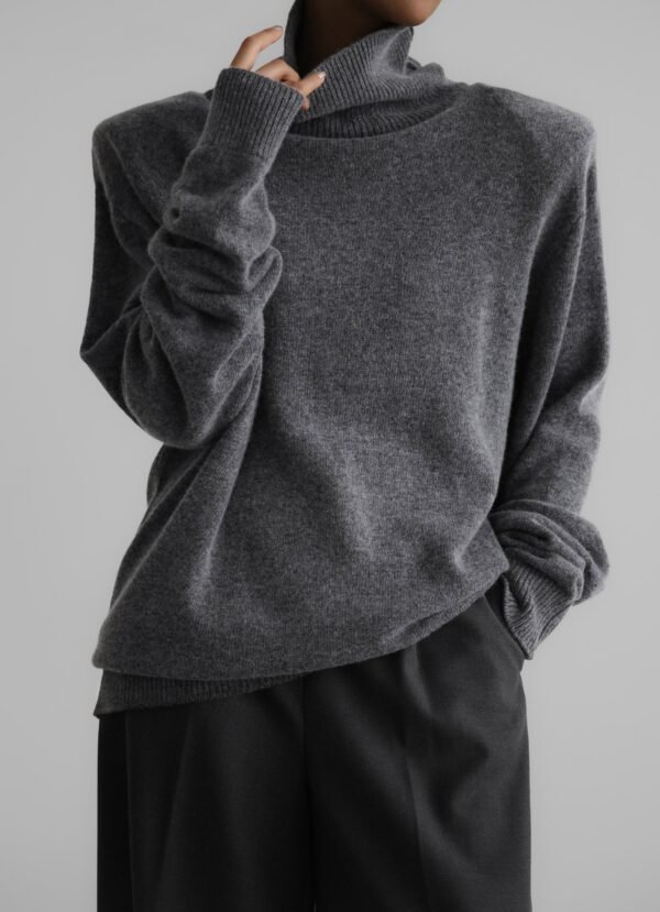 Mini Padded Sweater Dress - Grey - Image 9
