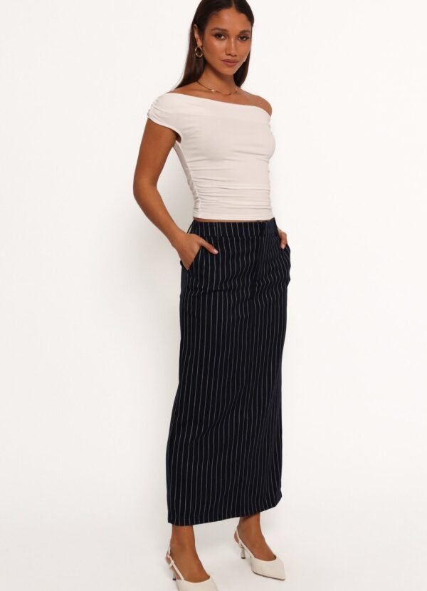 Midi Skirt - Navy Pinstripe - Image 7