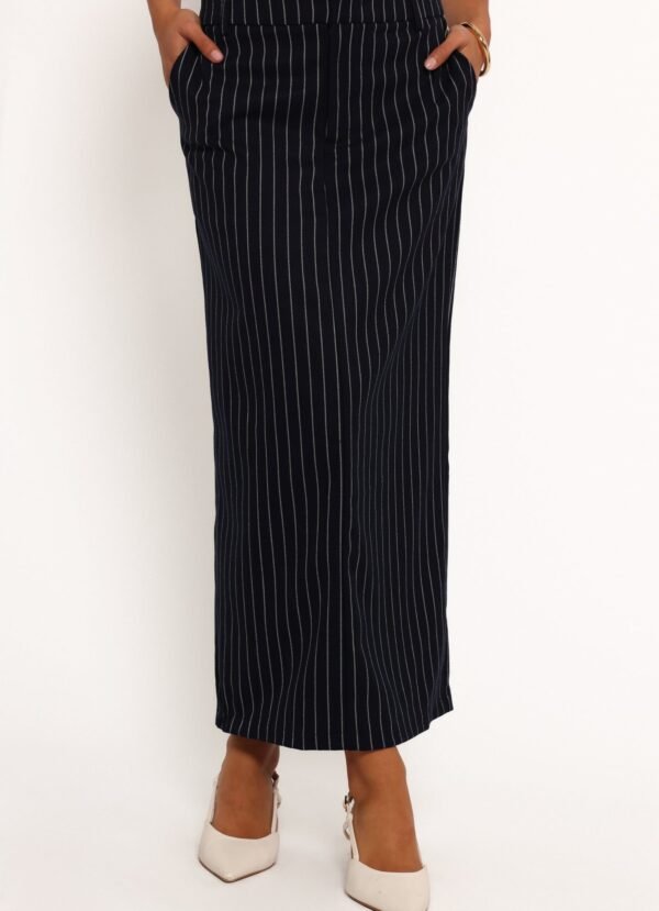 Midi Skirt - Navy Pinstripe - Image 4