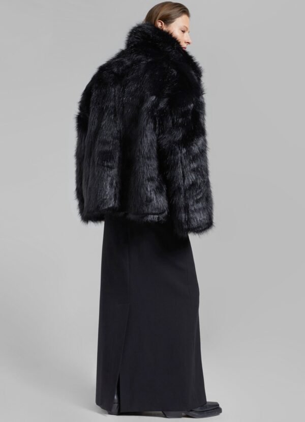 Short Faux Fur Coat - Black - Image 9