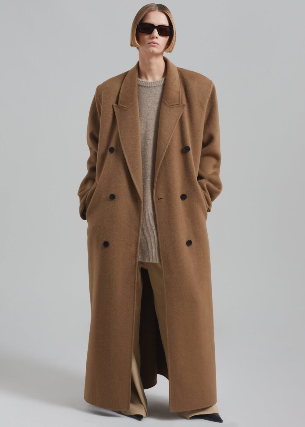 Double Breasted Coat - Camel - Image 6