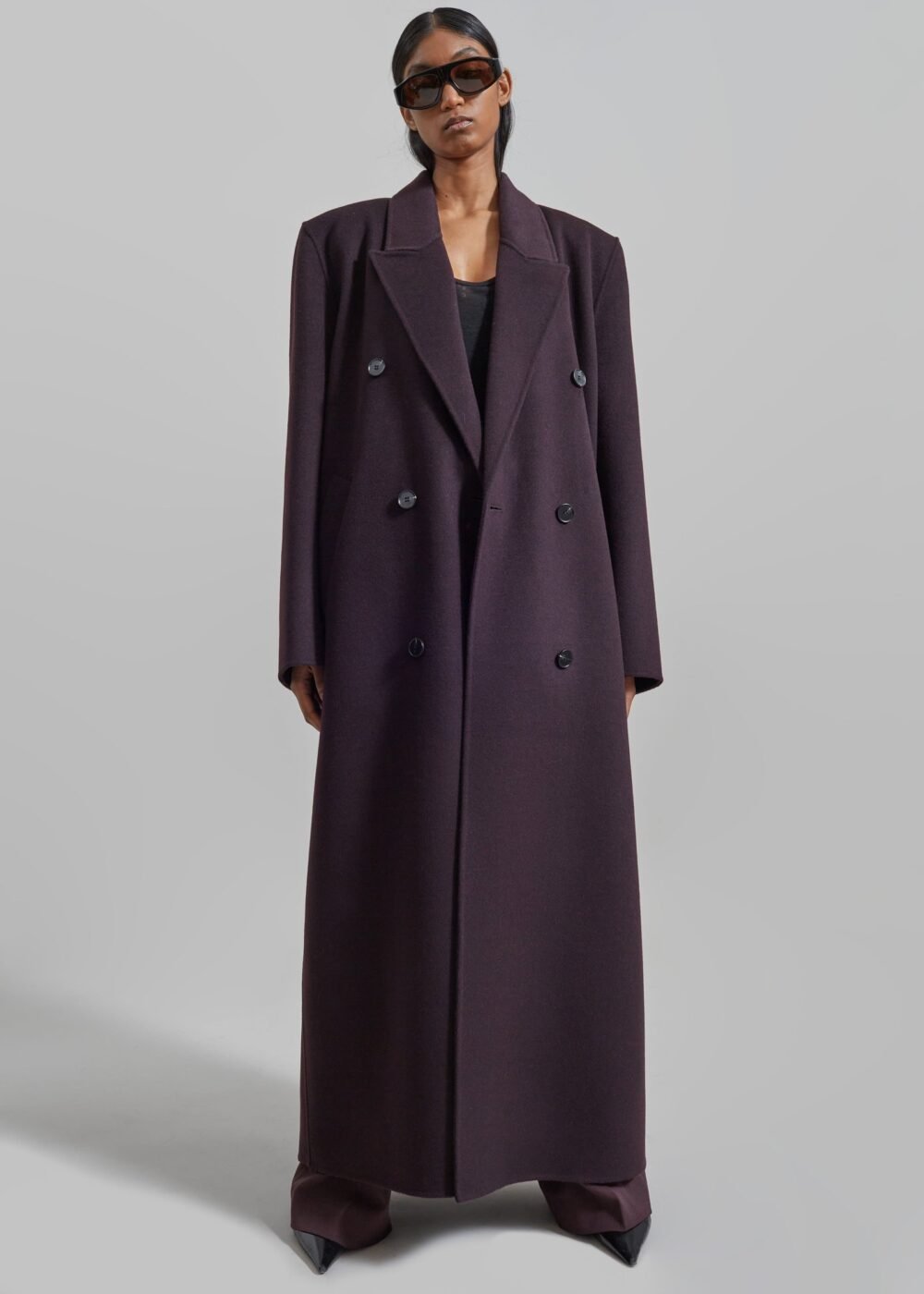 Double Breasted Coat - Dark Plum