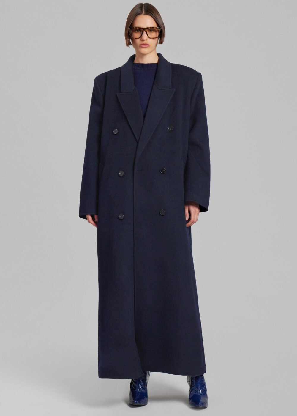 Double Breasted Coat - Navy - Image 3