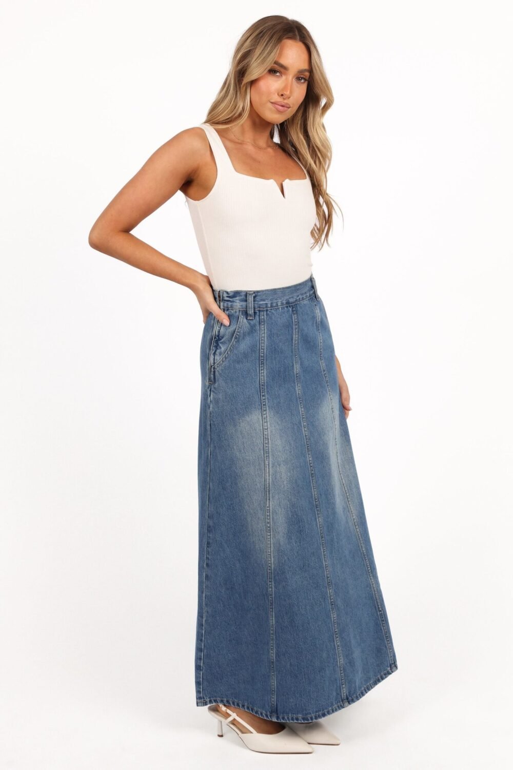 Denim Skirt - Mid Wash Denim - Image 7
