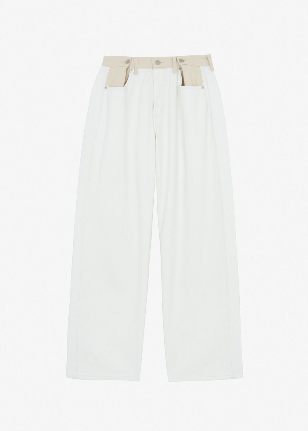 Contrast Denim Pants - Off White/Beige - Image 13