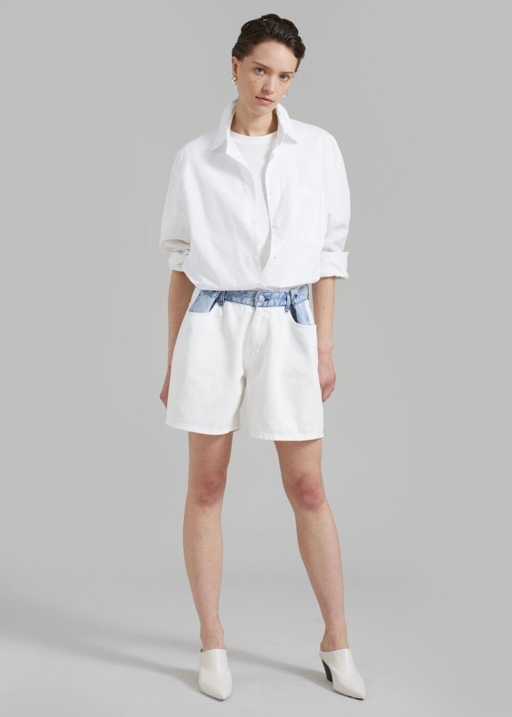 Denim Shorts - Off White/Blue - Image 10