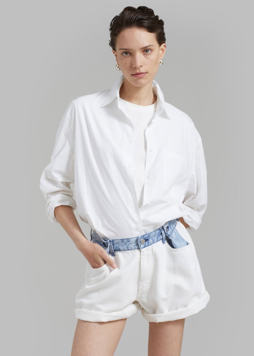 Denim Shorts - Off White/Blue