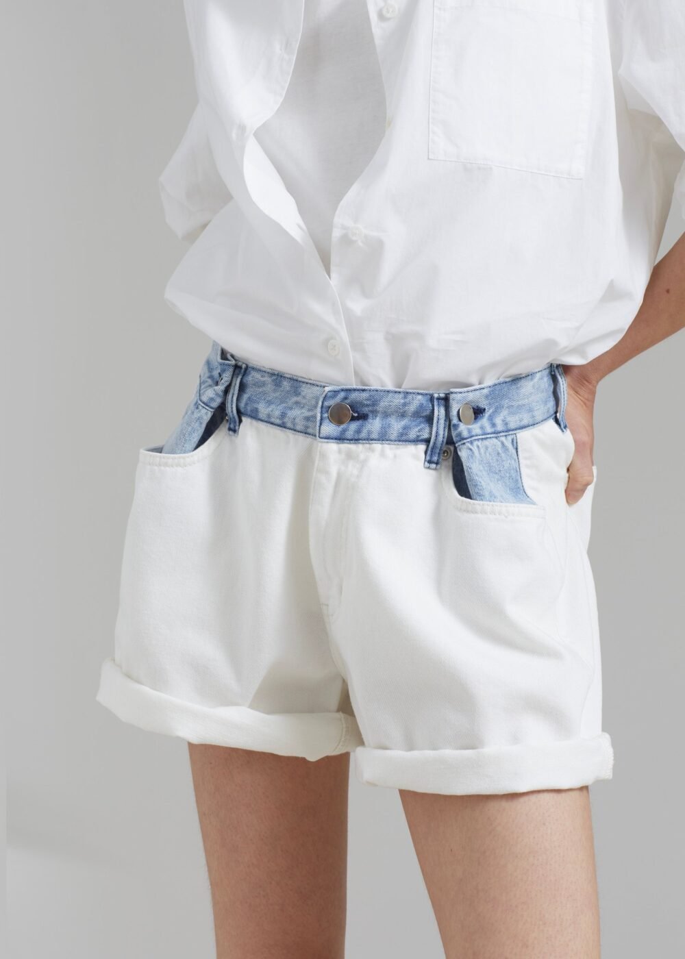 Denim Shorts - Off White/Blue - Image 2